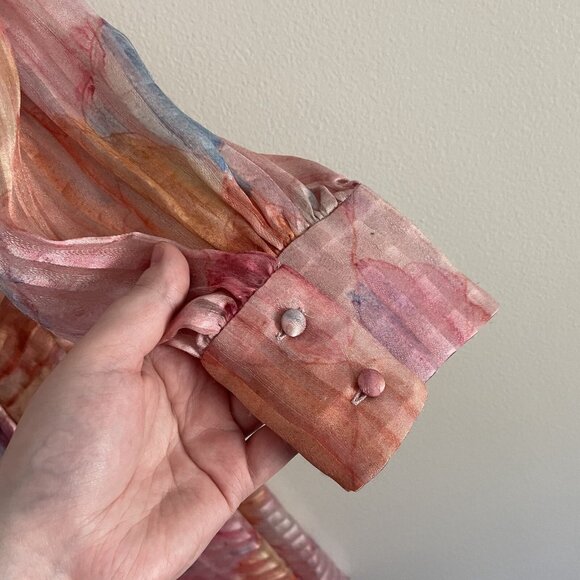 LoveShackFancy Women 4 Rainbow Cloud Silk Handkerchief Meridian Midi Dress NWT - Picture 5 of 15